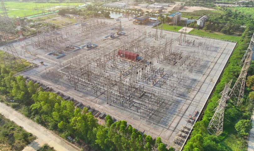 aerial view of a substation